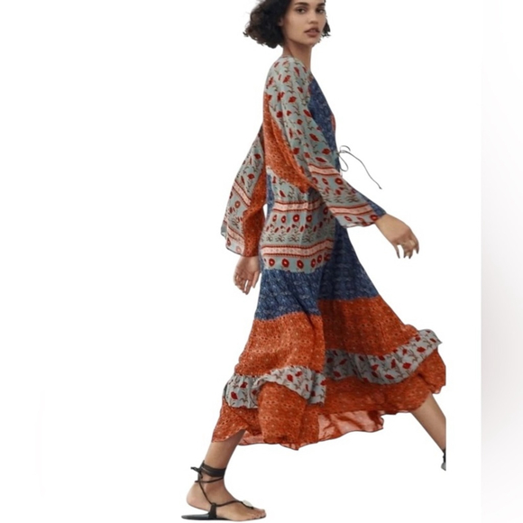 Zara Dresses & Skirts - ZARA Bohemian Flowy Patchwork Tiered Lined Maxi Dress Boho Artsy Medium
